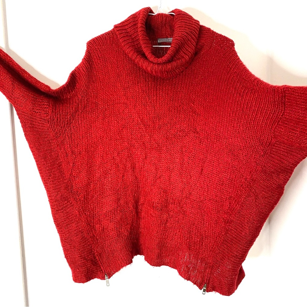 Wooden Ships Wool Blend Red Knit Oversized Cowl Neck Sweater - Picture 3 of 8
